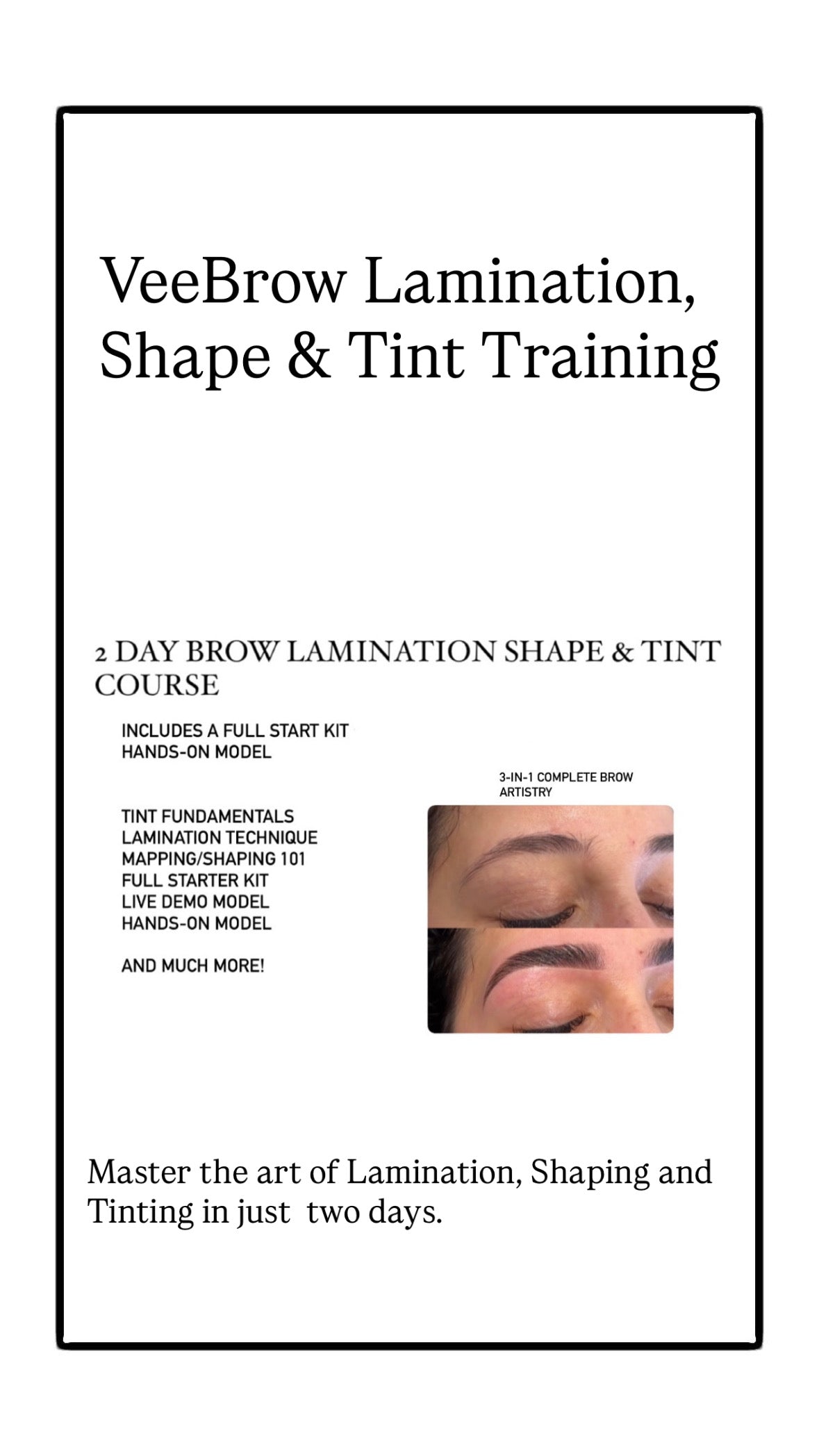 2 Day Lamination, Shape & Tint Course $1,700